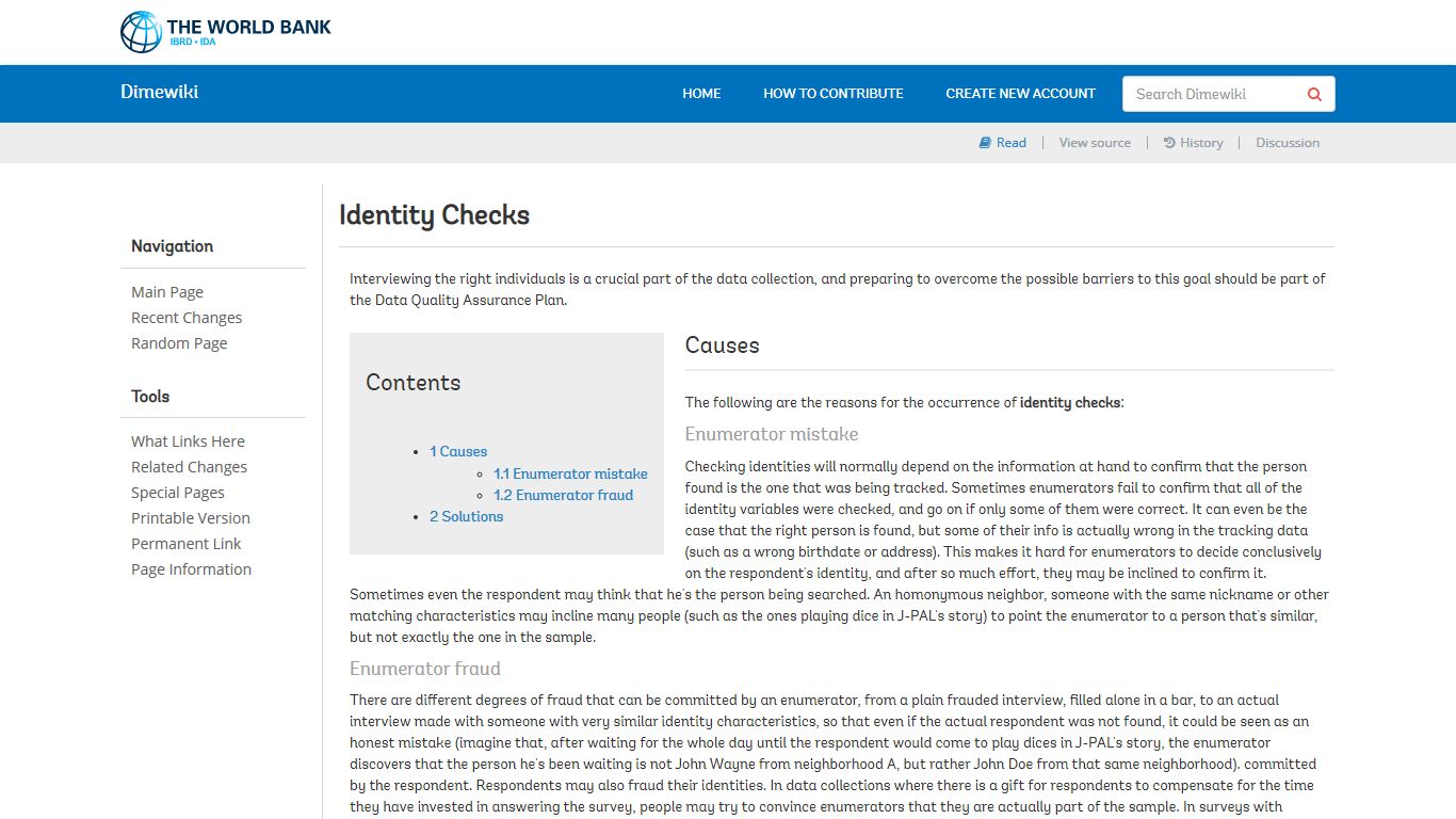 Identity Checks - Dimewiki - World Bank